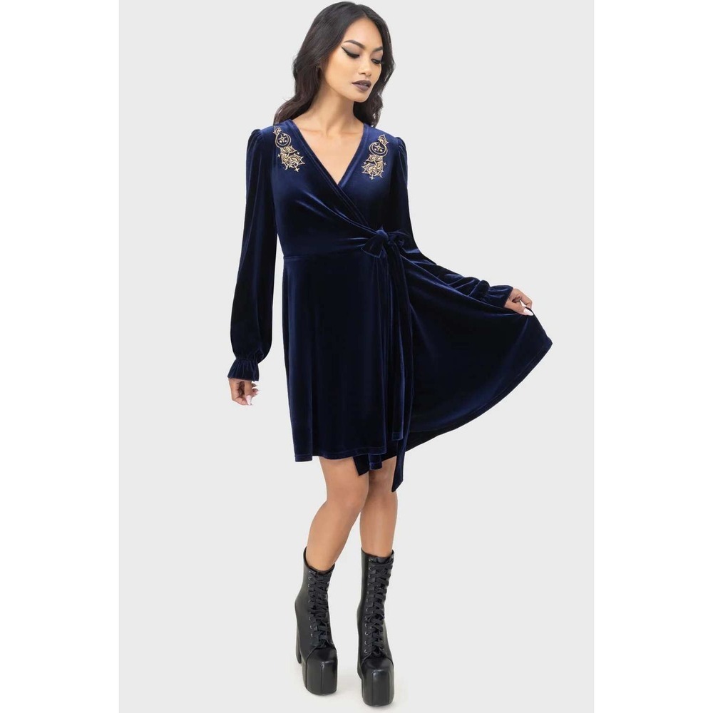 Killstar Perculum wrap dress in blue sizse large NWT whimsygoth alt
